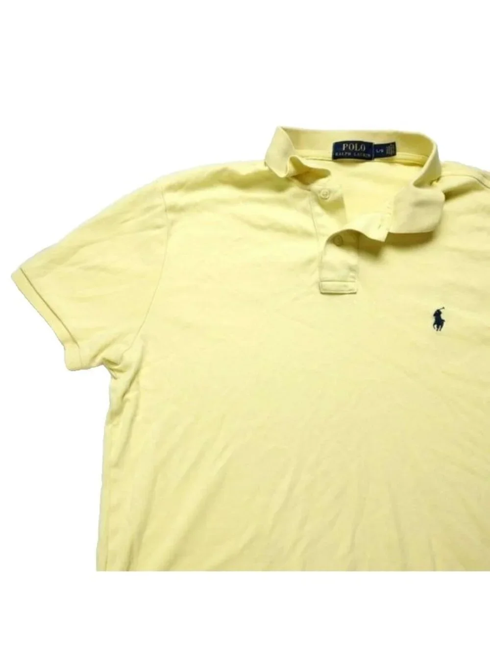 Polo Ralph Lauren Shirt Mens Large Cotton Short Sleeve Yellow Blue Pony Casual
